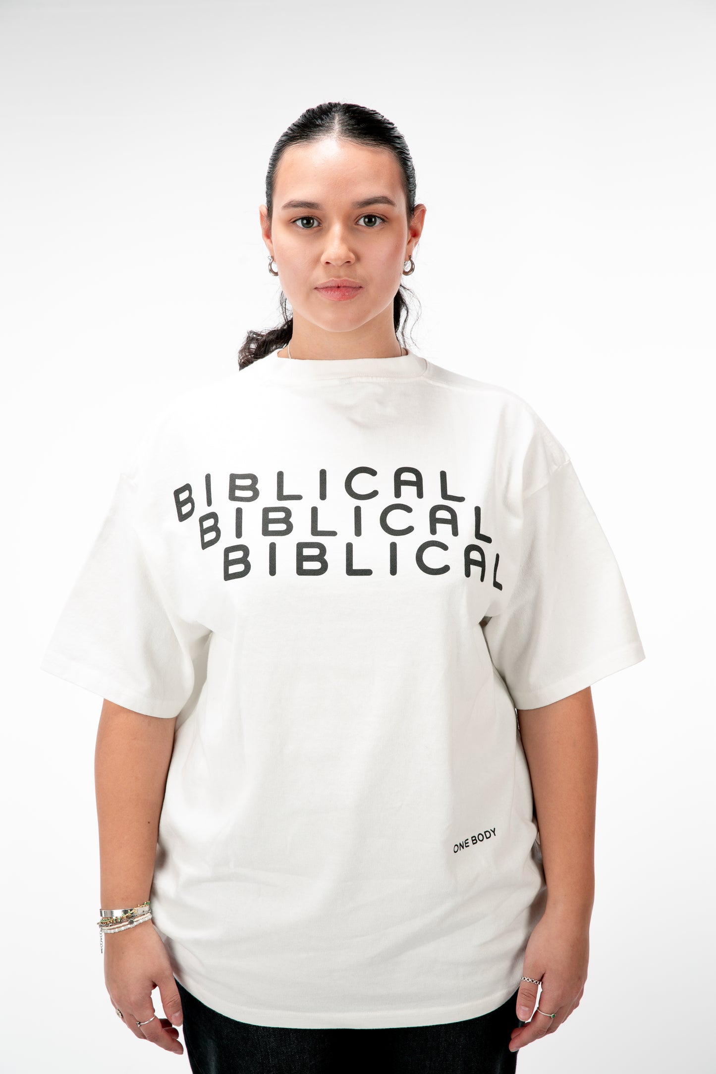 Biblical Life "Romans 8:18"  T-Shirt - White (Oversized)