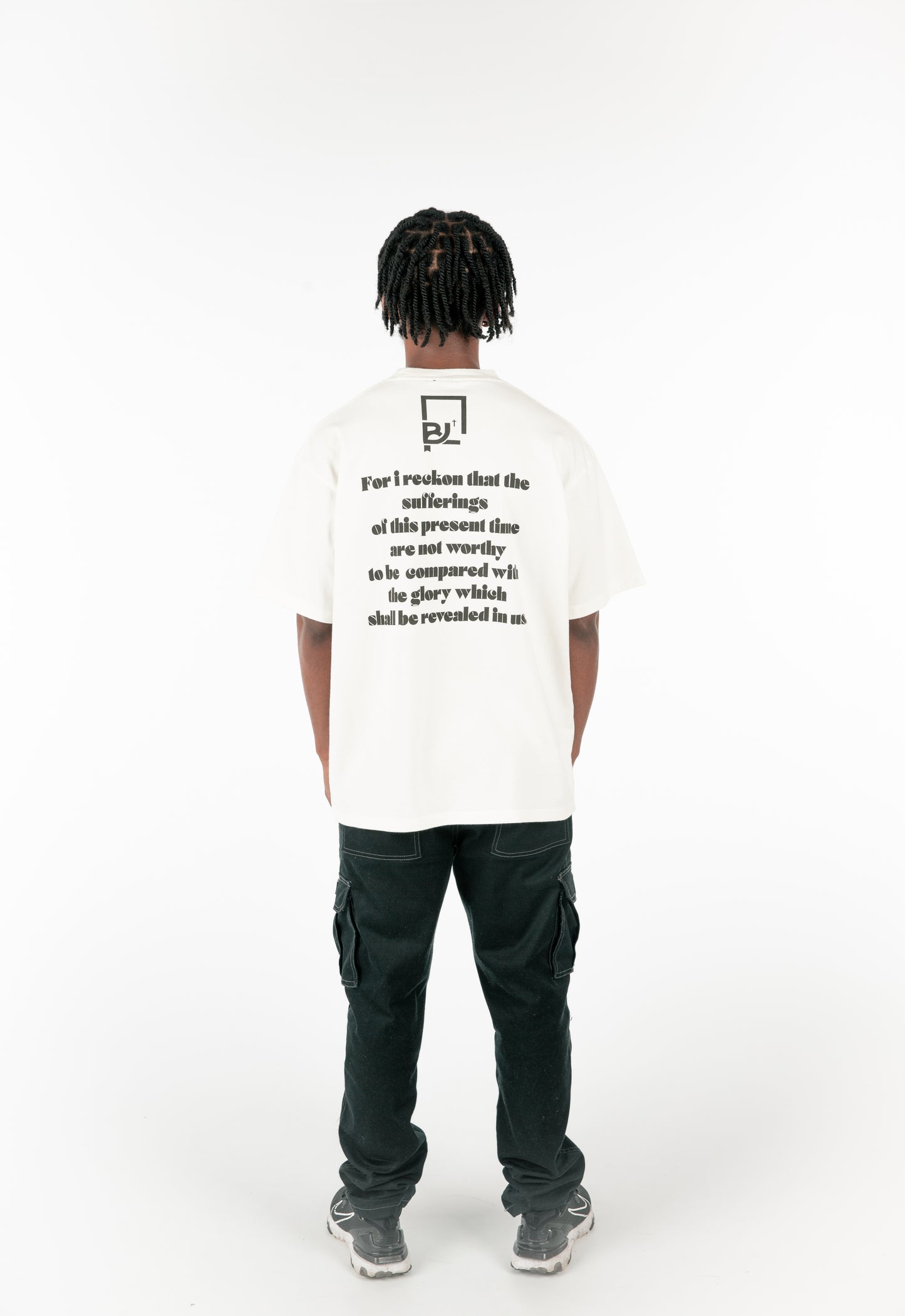 Biblical Life "Romans 8:18"  T-Shirt - White (Oversized)