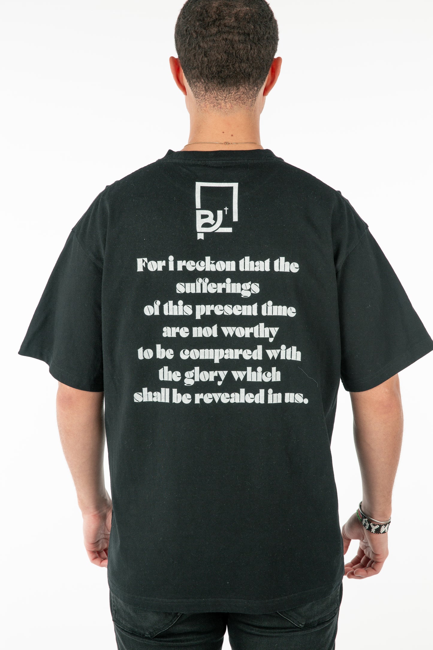 Biblical Life "Romans 8:18"  T-Shirt - Black (Oversized)