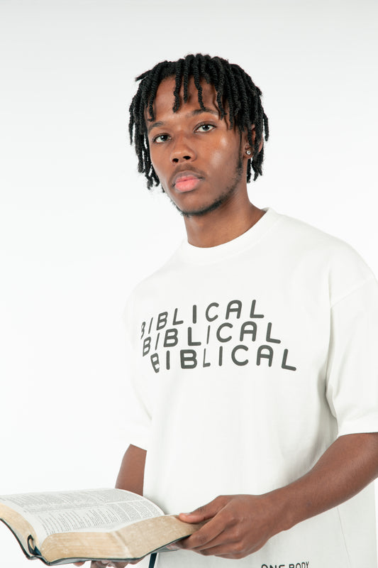 Biblical Life "Romans 8:18"  T-Shirt - White (Oversized)